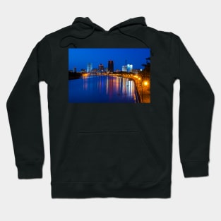 Rochester NY Skyline at Dusk Genesee River Hoodie